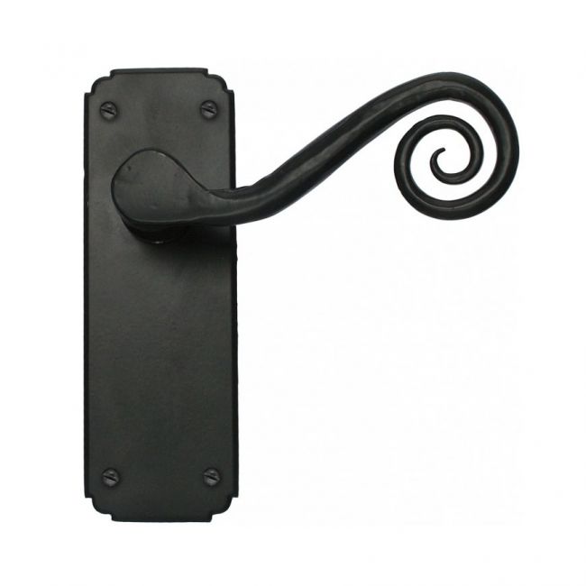 Monkey Tail Lever Handle Set Finished In A Smooth Black Monkey Tail Lever Handle Set Finished In A Smooth Black