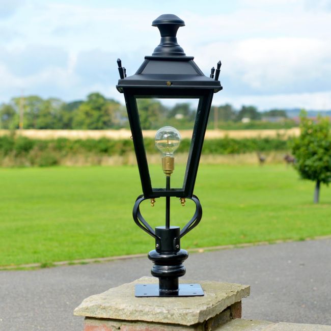 Black Dorchester Pillar Light in Situ on the Drive Way Black Dorchester Pillar Light in Situ on the Drive Way