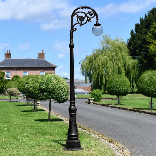 "Lady Celaeno" Black Ornate Cast Iron Globe Lamp Post 2.5m "Lady Celaeno" Black Ornate Cast Iron Globe Lamp Post 2.5m