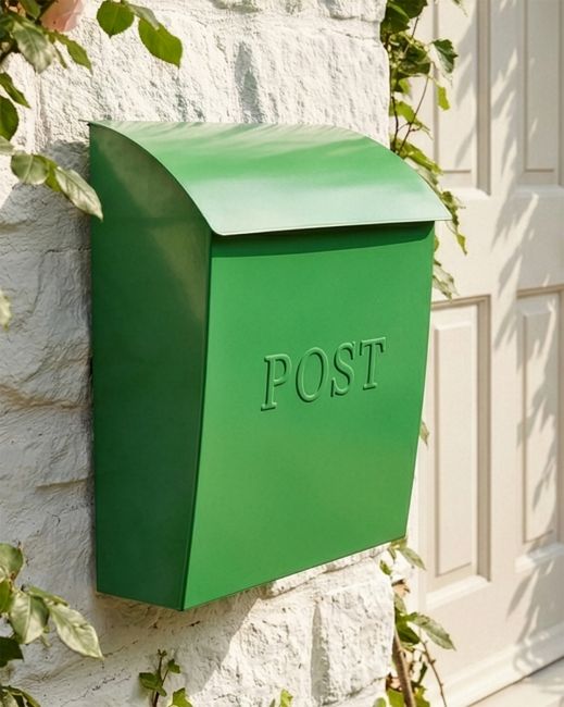 Lockable Green "Billingham" Contemporary Wall Mounted Post Box digital illustration