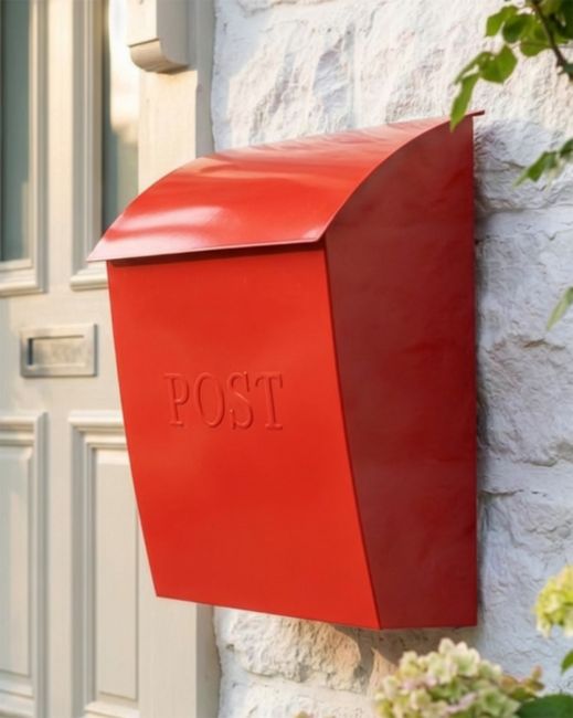 Lockable Red "Billingham" Contemporary Wall Mounted Post Box digital illustration copy