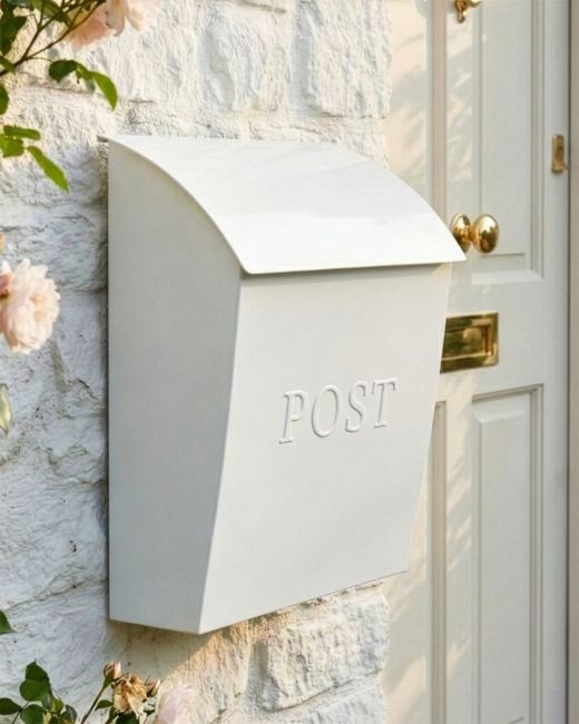 Lockable White "Billingham" Contemporary Wall Mounted Post Box digital illustration