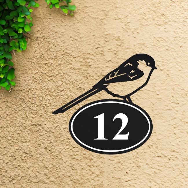 Long-Tailed Tit House Number Sign Long-Tailed Tit House Number Sign