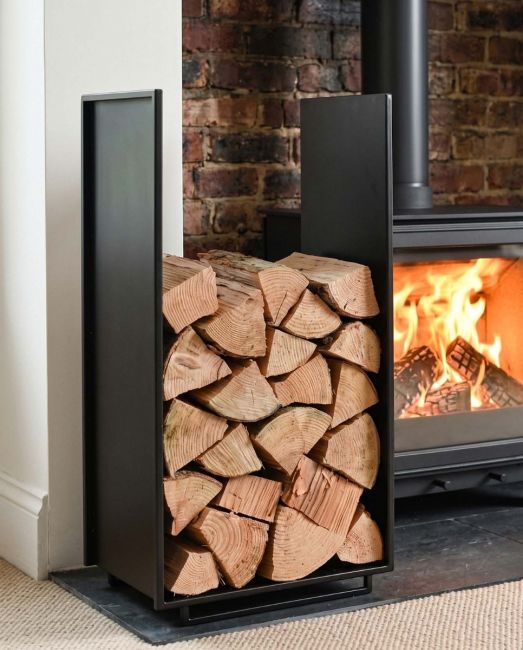 Long Black Contemporary Log Rack in Situ Long Black Contemporary Log Rack in Situ