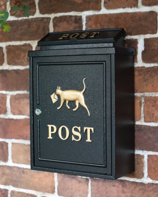 Black Oxford "Tabby Times" Wall Mounted Post Box Main Black Oxford "Tabby Times" Wall Mounted Post Box Main