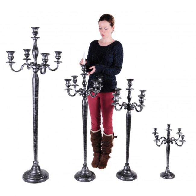 "Mallory Towers" Victoriana Candelabra Antique Silver and Black