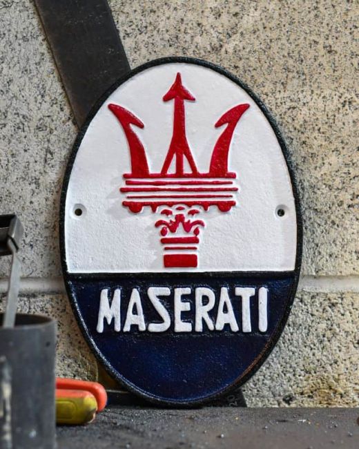 Maserati Vintage Style Cast Iron Sign Maserati Vintage Style Cast Iron Sign