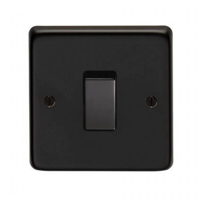 10 Amp Single Switch Light Switch Finished in a Matt Black 10 Amp Single Switch Light Switch Finished in a Matt Black