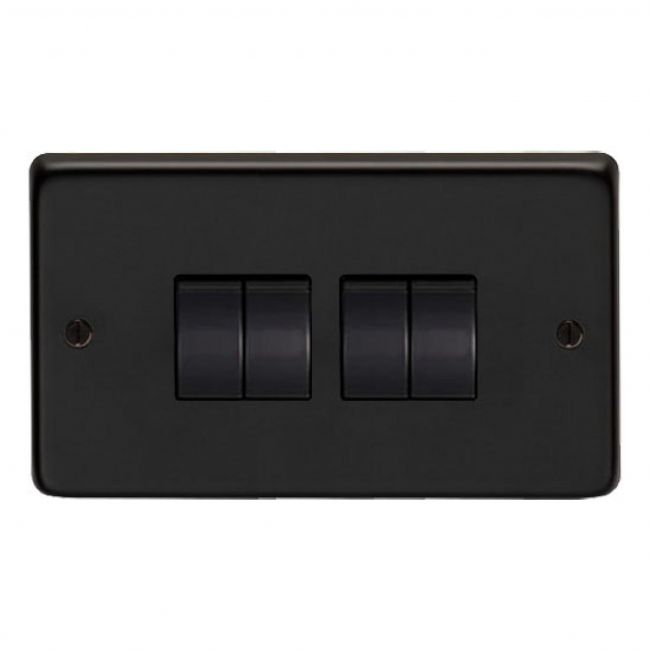 10 Amp Quad Switch Light Switch Finished in a Matt Black 10 Amp Quad Switch Light Switch Finished in a Matt Black
