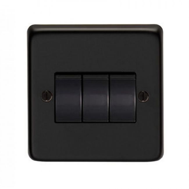 10 Amp Triple Switch Light Switch Finished in a Matt Black 10 Amp Triple Switch Light Switch Finished in a Matt Black