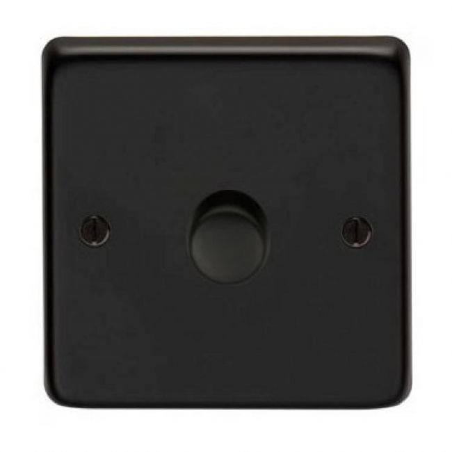Single Dimmer Light Switch Finished in a Matt Black Single Dimmer Light Switch Finished in a Matt Black