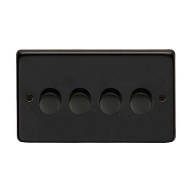 Quad Dimmer Light Switch Finished in a Matt Black Quad Dimmer Light Switch Finished in a Matt Black