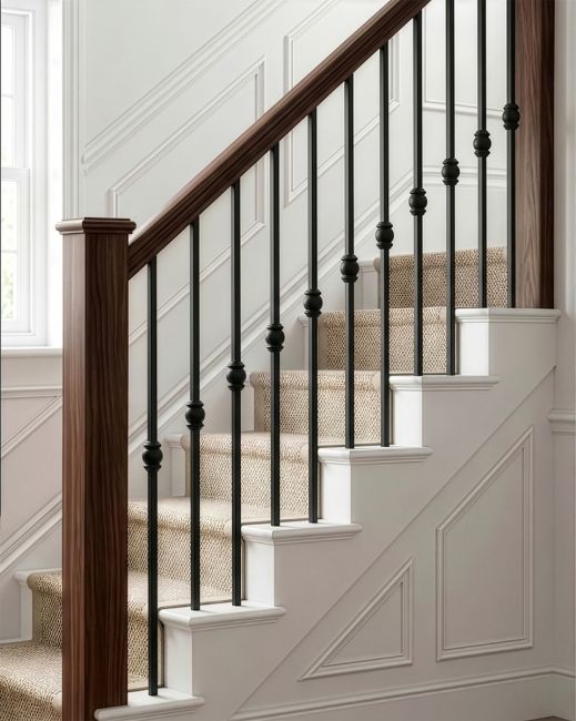 Matte Black "Garthleigh" Steel Stair Spindles - Spindle ONLY - No Brackets digital illustration