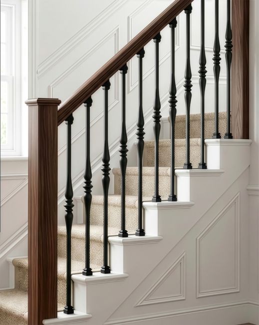 Matte Black "Rowton" Steel Stair Spindles - Spindle digital illustration