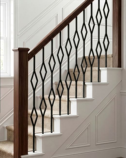 Matte Black Diamond Steel Stair Spindle - Spindle ONLY - No Brackets digital illustration Matte Black Diamond Steel Stair Spindle - Spindle ONLY - No Brackets digital illustration