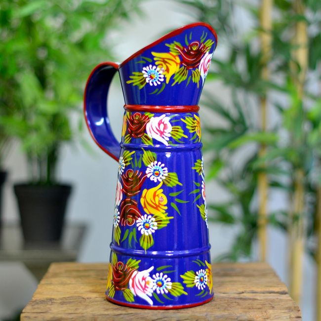 Traditional Hand Painted Narrowboat Style Jug Finished in Blue