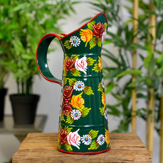 Traditional Hand Painted Narrowboat Style Jug Finished in Green