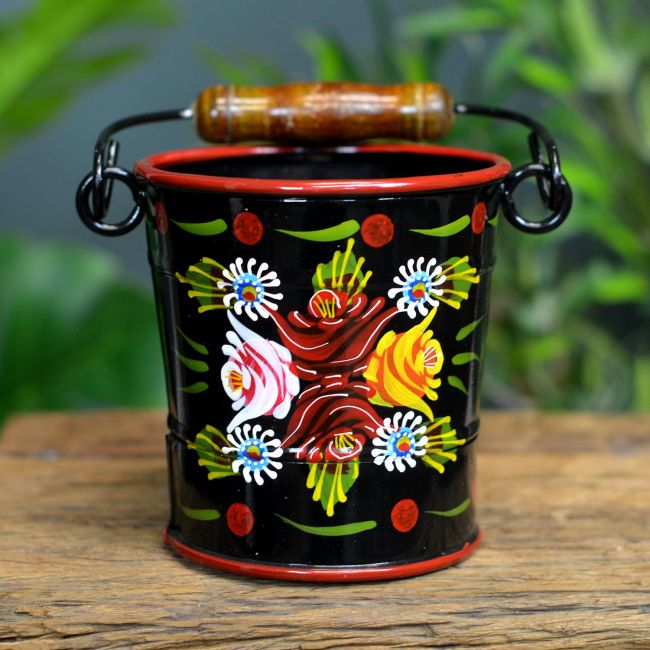 Small Black Hand Painted Narrowboat Bucket Small Black Hand Painted Narrowboat Bucket