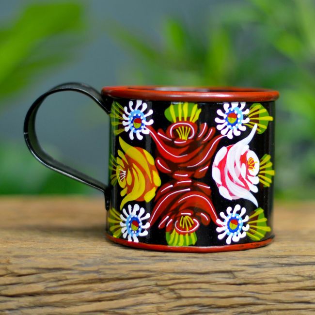 Black Hand Painted Narrow Boat Mug Black Hand Painted Narrow Boat Mug