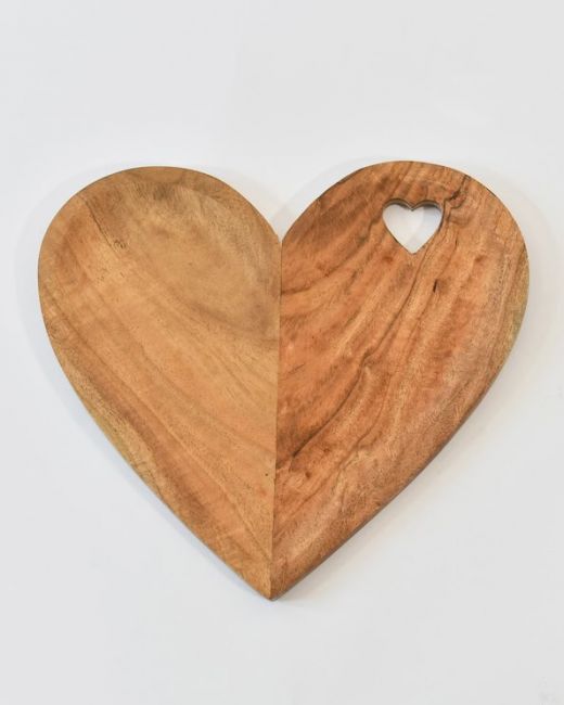 Wooden Heart Shaped Serving Platter - 30.5cm