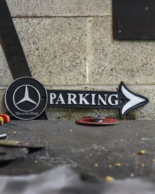 Mercedes Benz Parking Vintage Style Cast Iron Sign Mercedes Benz Parking Vintage Style Cast Iron Sign