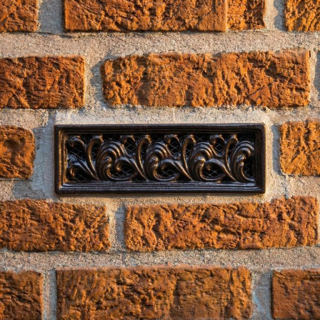 Cast iron air vent 9 x 3 finished in black installed ai illustration