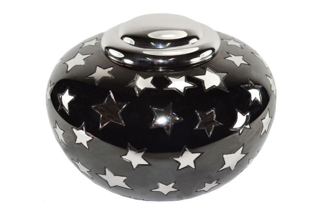 Large black and silver star urn