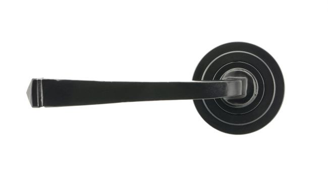 Midnight Black Unsprung Lever Door Handle on Art Deco Rose