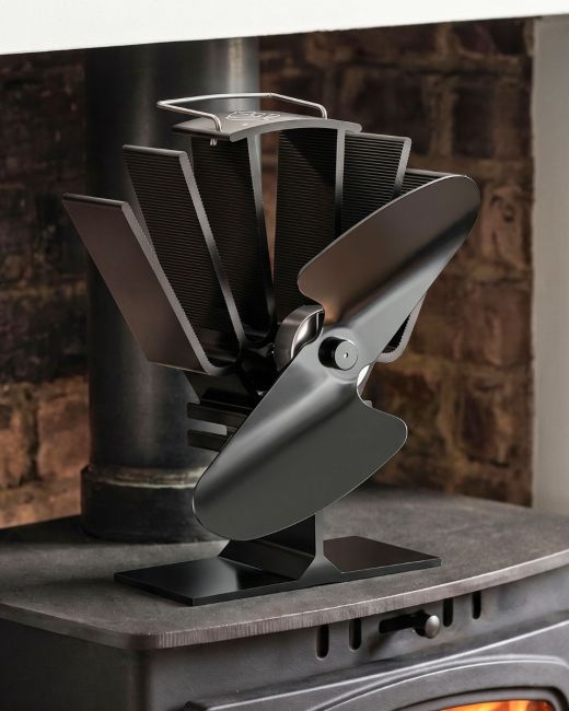 Mini Eco Wood Stove Fan in Black 