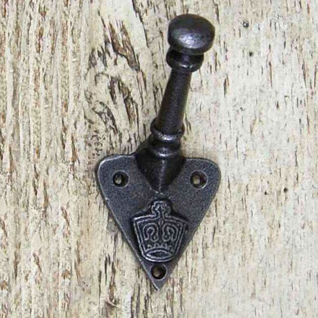 Iron Coat Hook With a Crown Printed Into The Back plate Iron Coat Hook With a Crown Printed Into The Back plate