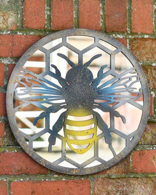 Mirrored Rustic Bee and Honeycomb Wall Art Mirrored Rustic Bee and Honeycomb Wall Art