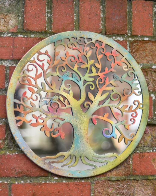 Rustic Bluebird Tree Wall Art With Mirror Rustic Bluebird Tree Wall Art With Mirror