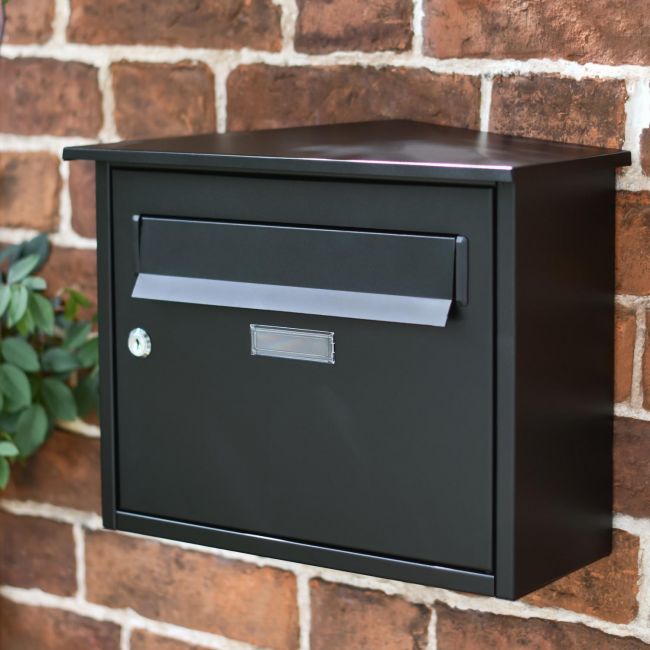 Grey "Oxford" Wall Mounted Post Box with Silver Text Grey "Oxford" Wall Mounted Post Box with Silver Text