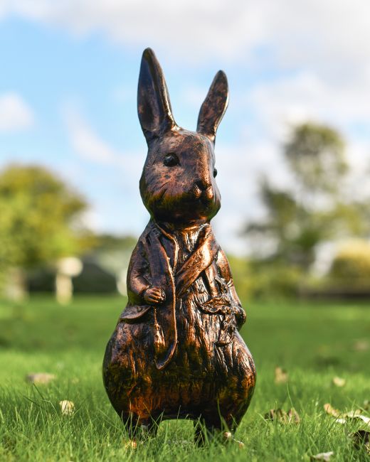 Mr Rabbit Bronze & Copper Sculpture in Situ in the Garden