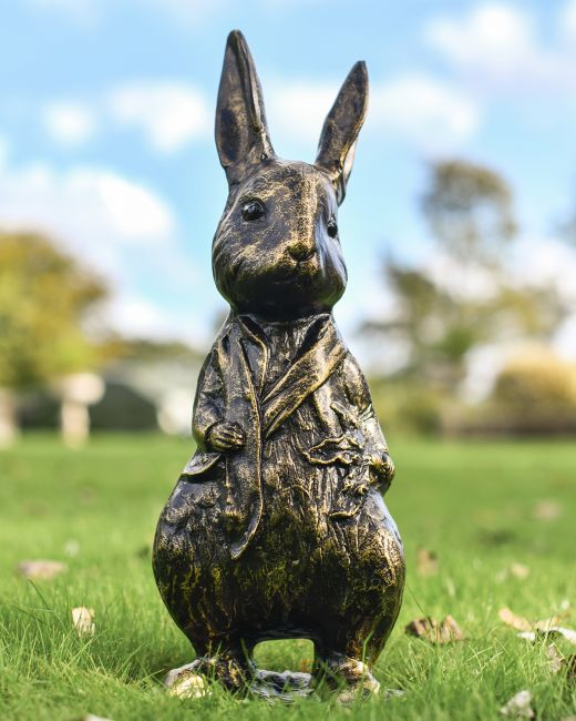 Mr Rabbit Brushed Gold Sculpture in Situ in a the Garden Mr Rabbit Brushed Gold Sculpture in Situ in a the Garden