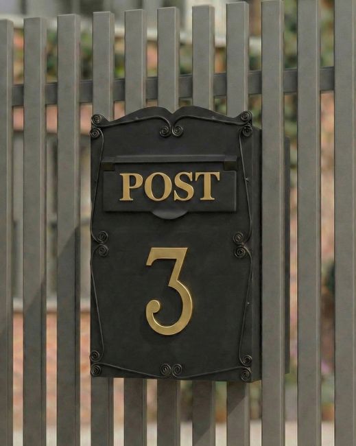 mulrose-post-box-on-gate-with-brass-numbers_1 installed on a gate mulrose-post-box-on-gate-with-brass-numbers_1 installed on a gate