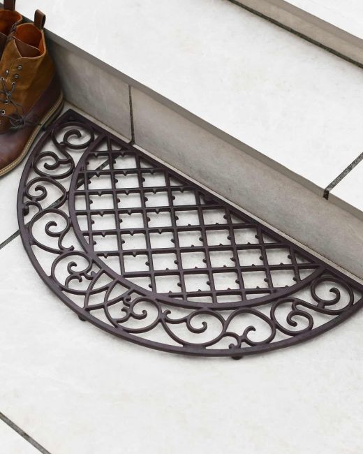 Natural Cast Iron Ornate "Aureate" Arched Doormat Natural Cast Iron Ornate "Aureate" Arched Doormat