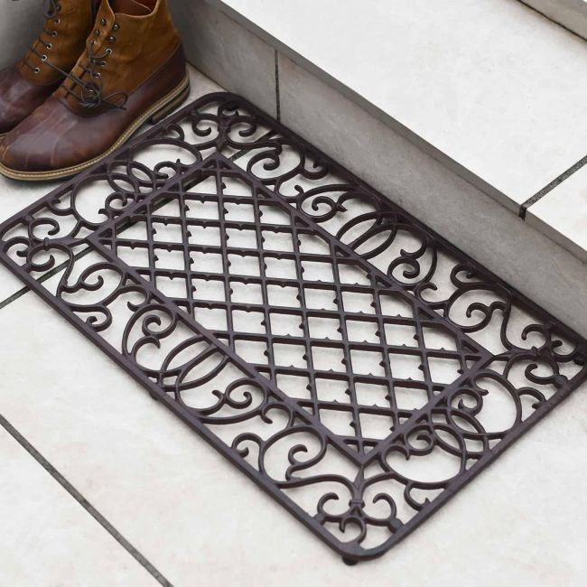 Natural Cast Iron Ornate "Aureate" Rectangular Doormat Natural Cast Iron Ornate "Aureate" Rectangular Doormat