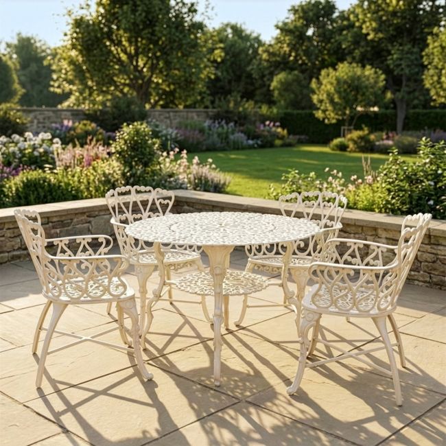 Solid Cream "Edworth Manor" Four Seater Dining Set digital illustration