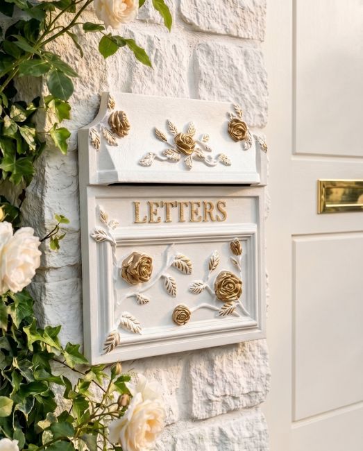 White Finsbury Letter Box (English Roses) digital illustration