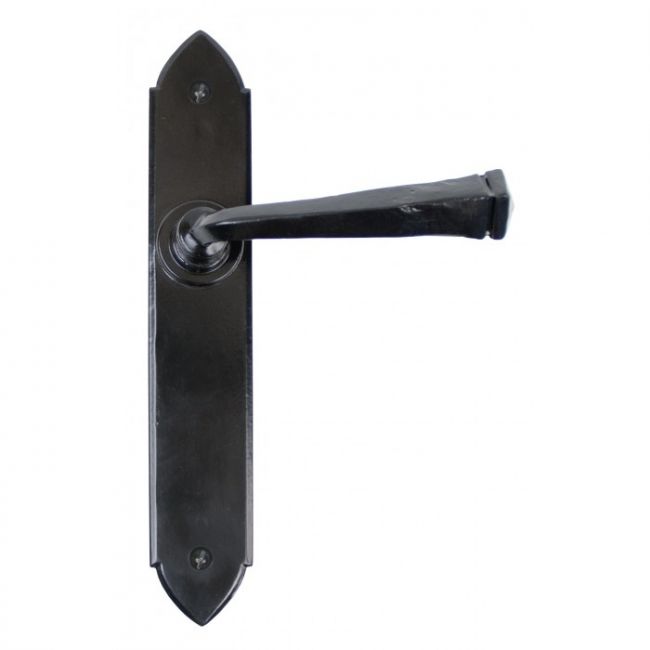 Gothic Style Lever Latch Set With A Smooth Black Finish Gothic Style Lever Latch Set With A Smooth Black Finish