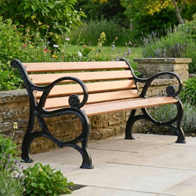 Ornate Design Brown Park Bench Digital Illustration