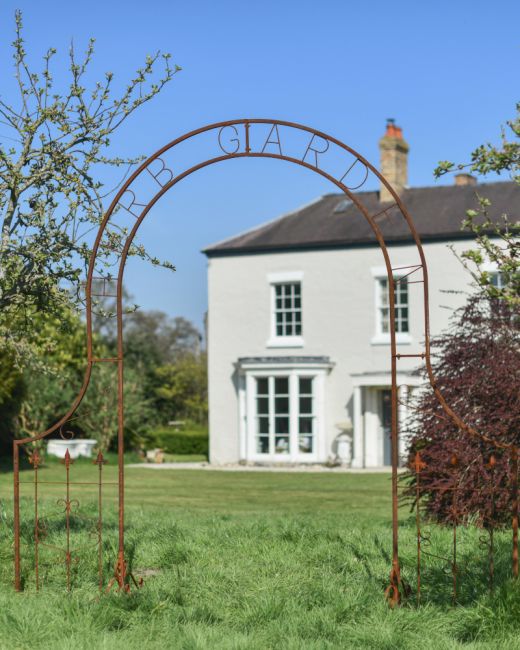 Herb Garden Rustic Rose Arch in Situ in the Back Garedn