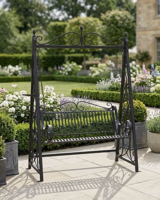 Intricate Swing Bench In Midnight Black - Thumbnail