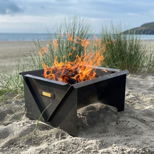 Pack Away Fire Pit in Use on the Beach Pack Away Fire Pit in Use on the Beach