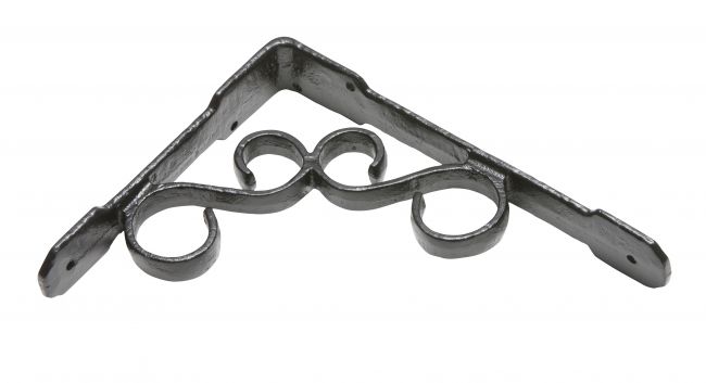 Pair of Antique Black Iron Ornate Scroll Wall Bracket 18cm x 23cm Pair of Antique Black Iron Ornate Scroll Wall Bracket 18cm x 23cm