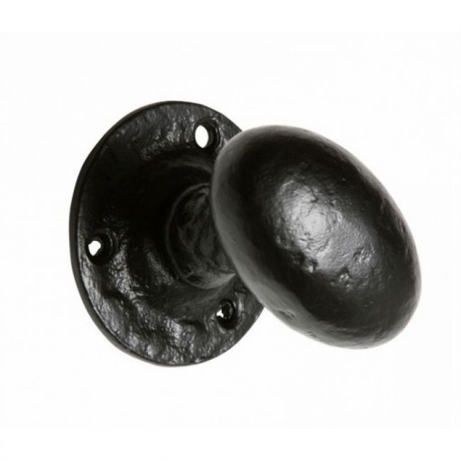 Pair of Black Iron Oval Mortice Knobs Pair of Black Iron Oval Mortice Knobs