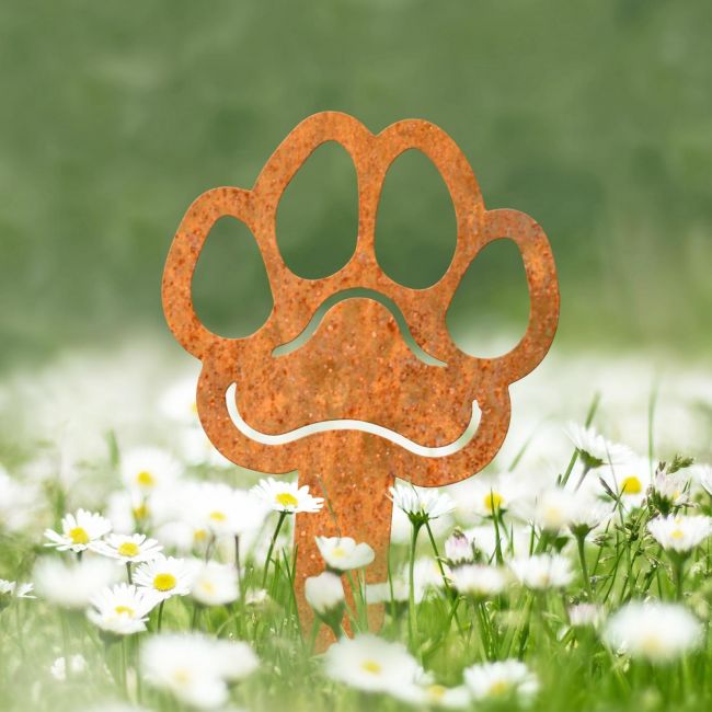 Paw Print Grave Marker Ground Spike in Rustic Finish Paw Print Grave Marker Ground Spike in Rustic Finish