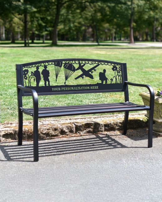 Personalised Airborne Forces Iron & Steel Park Bench in Black
