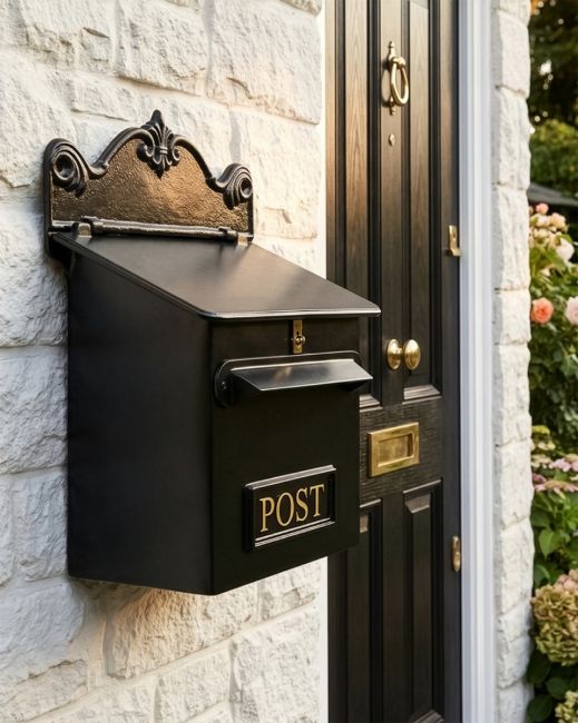Personalised Black "Goldhay" Secure Post and Parcel Box digital illustration
